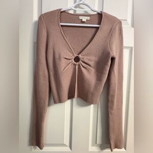 Aeropostale Ribbed Crop Top with Ring Detail - Pink